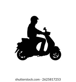Silhouette of motor biker riding motorcycle