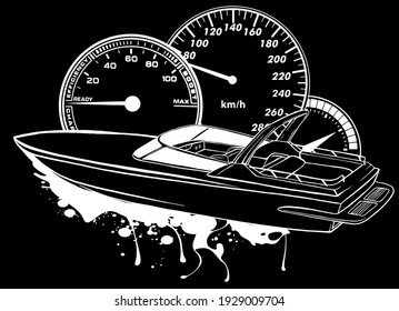 silhouette Motor boat race Vector illustration design art