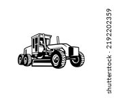 Silhouette of motor grader, monochrome illustration vector