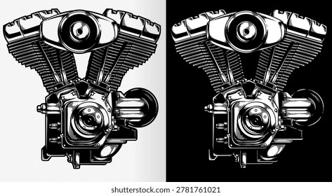 Silhouette motorcycle engine v twin machine