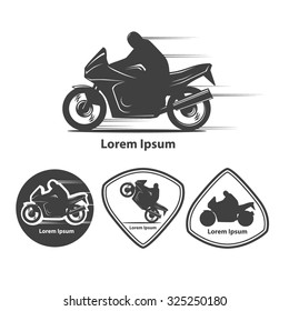 silhouette of a motorcycle racer, simple illustration for logo