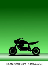 silhouette motorcycle retro on gradient green background 