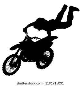 Silhouette Motorcycle Rider Performing Trick On Stock Vector (Royalty ...