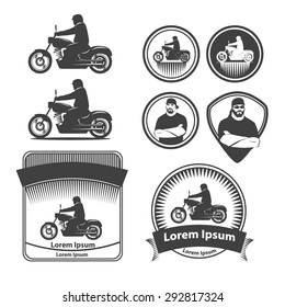 silhouette of a motorcycle rider, simple illustration for logo, chopper