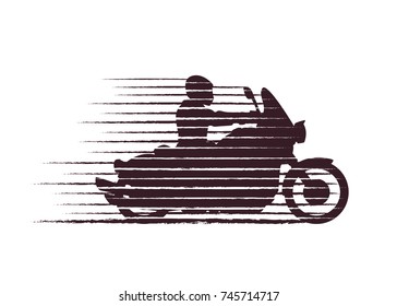 silhouette of motorcyclist in a grunge style
