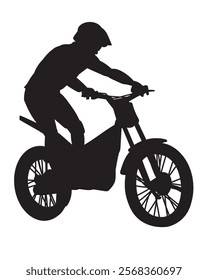 Silhouette of mototrial. Motocross jumping riders, moto freestyle, and motor racing. 10 Illustrator