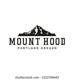 Silhouette del diseño del logo del Monte Hood Portland Oregon Mountain