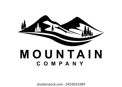 Silhouette des Mount Hood Portland Oregon Mountain Logo Design