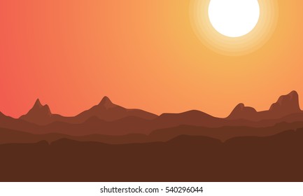 Silhouette of mountain beauty scenery