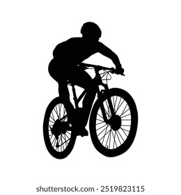 Silhouette of a mountain bike athlete flight illustration design