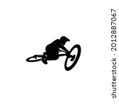 Silhouette Mountain Bike BMX Jump in Flat Style Logo Design Vector