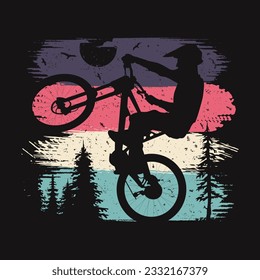 silhouette of a mountain bike in colorful brush strokes. suitable for clothing designs