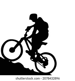 Silhouette mountain biker design vector