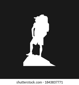 silhouette of a mountain climber with sharp lines