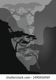silhouette mountain climbing , flat design background vector illustration 
