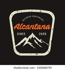 Silhouette of mountain combined with unique typography which suit for product outdoor equipment logo, promotional or marketing material