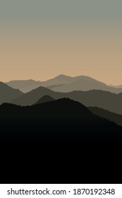 Silhouette of Mountain During Daytime. Portrait vector illustration design. Fully editable and color changeable.