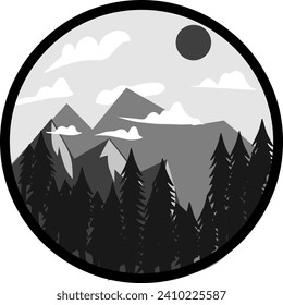 Silhouette mountain high glaicer icon ilustrasion 