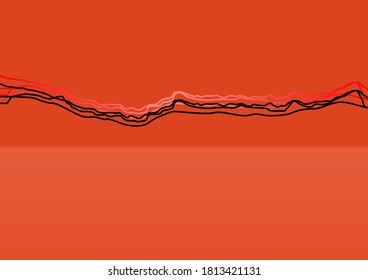 Silhouette of mountain and hill near lake covered in red,concept Effects of forest fires.