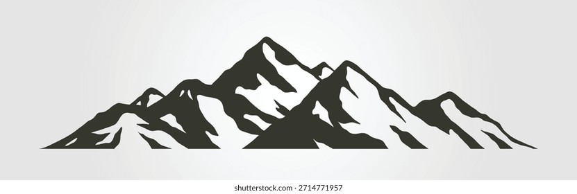 silhueta do ícone de montanha conjunto vetor paisagem projeto, montanha picos fundo.