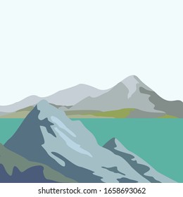 Silhouette of mountain landscape elements. Climbing an iceberg or mountain geology. Vector illustration.