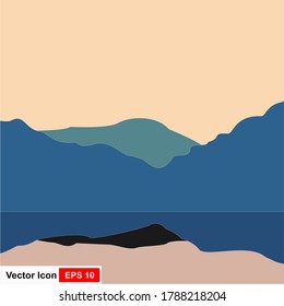 Silhouette of mountain landscape elements. Climbing an iceberg or mountain geology. Vector illustration.
