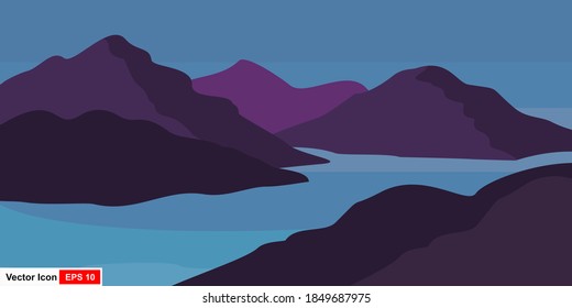 Silhouette of mountain landscape elements. Climbing an iceberg or mountain geology. Vector illustration.