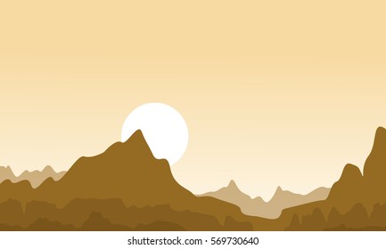 Silhouette of mountain landscape vector art collection stock