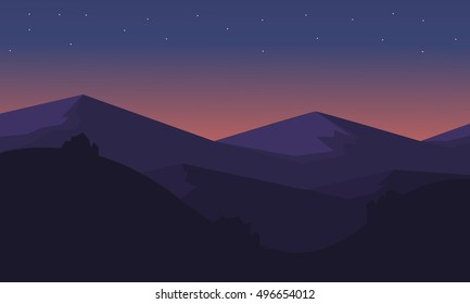 Silhouette of mountain at night vector illustration