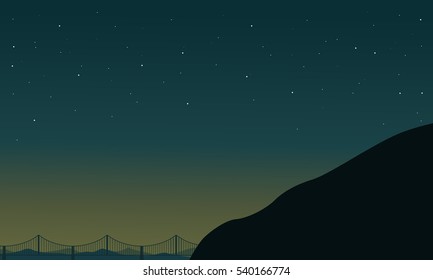 Silhouette of mountain on bridge backgrounds