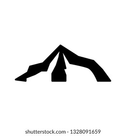 Silhouette of a mountain with one peak, vector isolated illustration on white background.