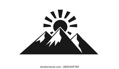 Silhouette of mountain peaks going up