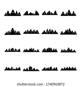  silhouette mountain range icons vector illustration 