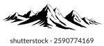 Silhouette mountain range isolated on white background, vector design