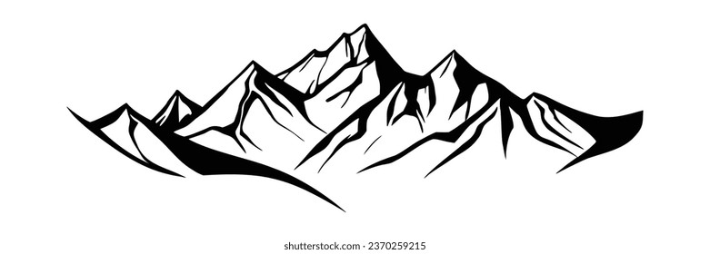 Cordillera de silueta aislada en fondo blanco, diseño vectorial
