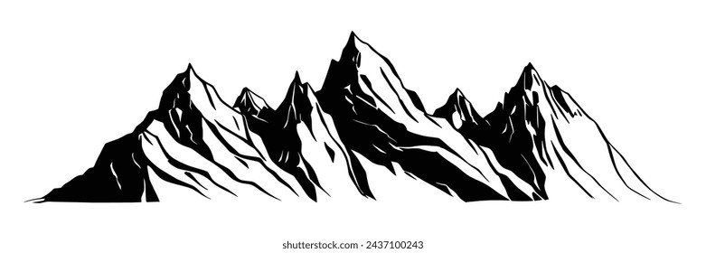 Silhouette Bergkette isoliert auf weißem Hintergrund, Vektor-Design