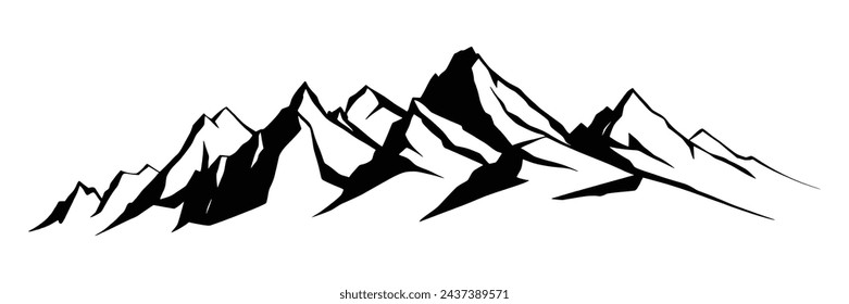 Silhouette mountain range isolated on white background, vector design