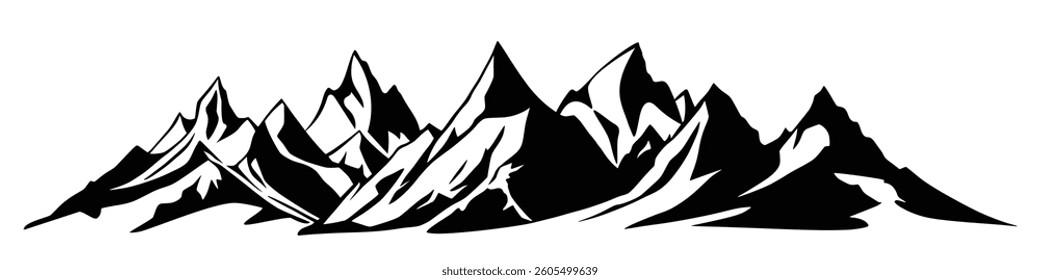 Silhouette mountain range isolated on white background, vector design