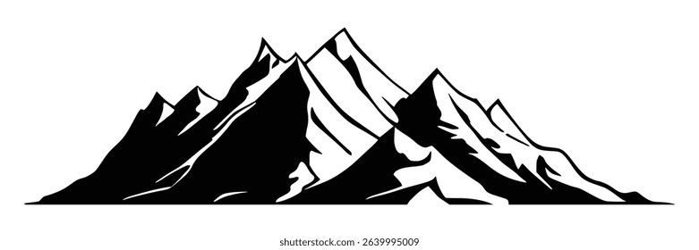 Silhouette mountain range isolated on white background, vector design