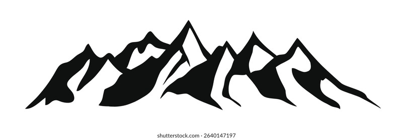 Silhouette mountain range isolated on white background, vector design