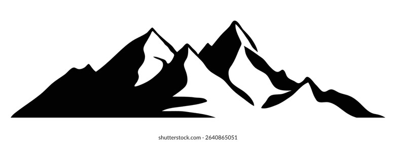 Silhouette mountain range isolated on white background, vector design