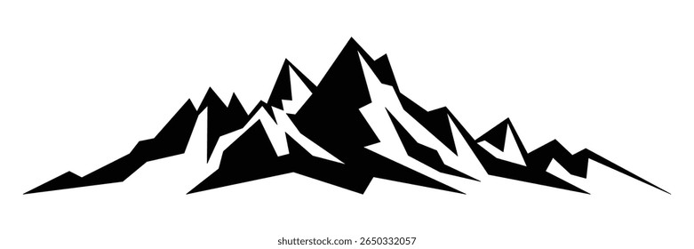 Silhouette mountain range isolated on white background, vector design
