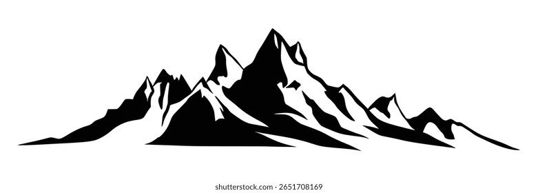 Silhouette mountain range isolated on white background, vector design
