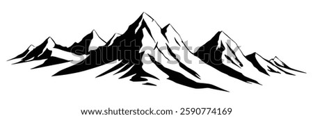 Silhouette mountain range isolated on white background, vector design
