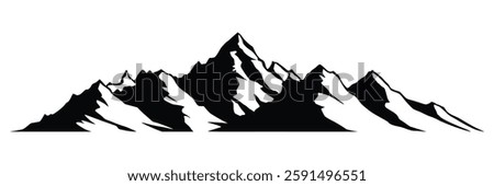 Silhouette mountain range isolated on white background, vector design