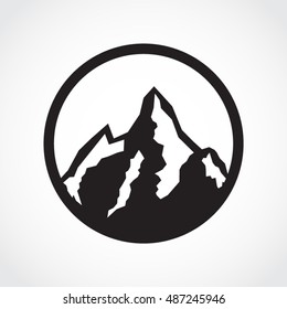 silhouette mountain shape in circle symbol
