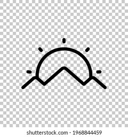 Silhouette of mountain, simple icon. Black editable linear symbol on transparent background