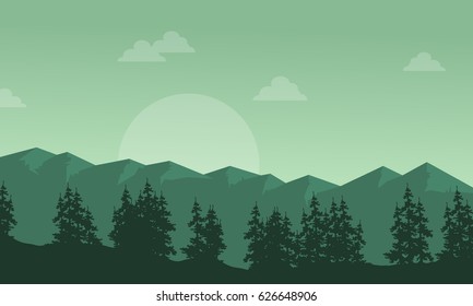 Illustration Beautiful Pine Forest Mountains Vector Stock Vector ...