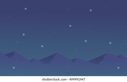 Silhouette of mountain and star landscape vector art