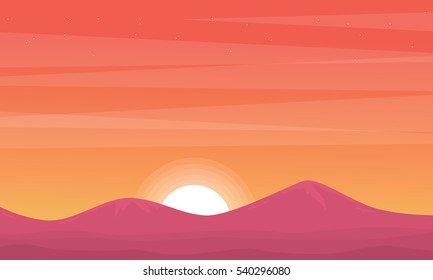 Silhouette Of Mountain At Sunset Beauty Scenery